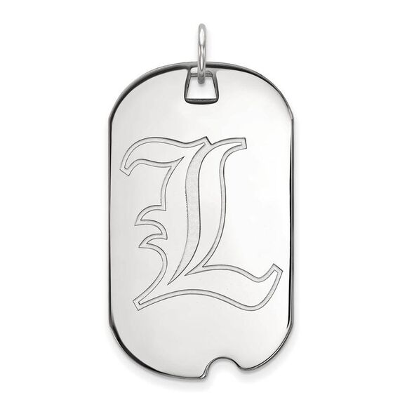 10k White Gold U. of Louisville Large Dog Tag Pendant